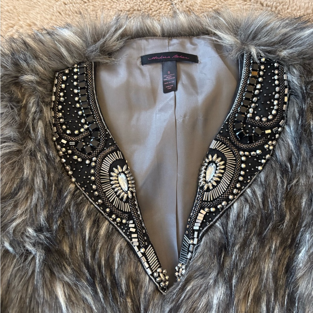 Andrea Behar days fur jeweled jacket, Women’s Small - Picture 9 of 10